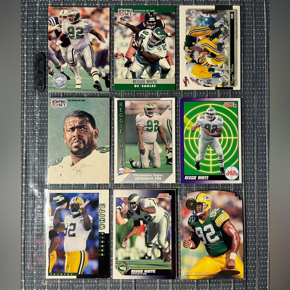 🏈 Reggie White NFL National Football League Sports Trading Cards, Qty 9, Lot #1